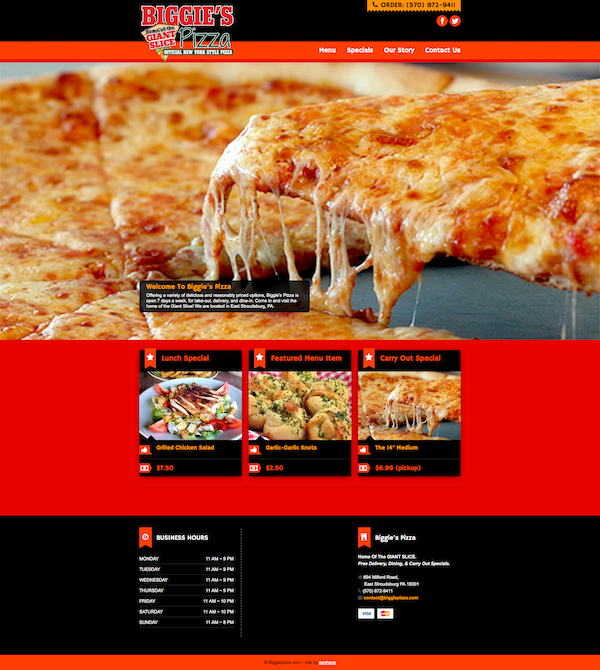 Biggie's Pizza Website Screenshot